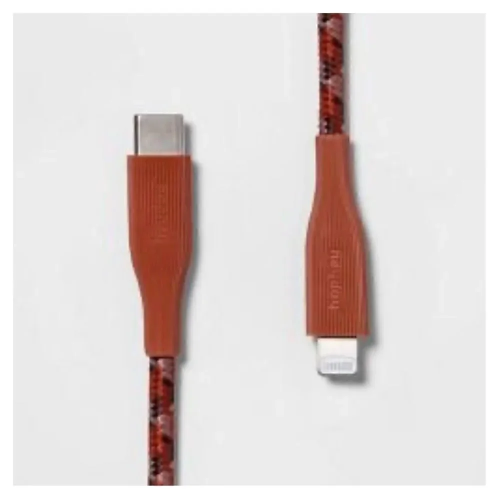 Heyday 6' LTNG to USB-C Cable for iPhone and iPad in white camo & terra cotta